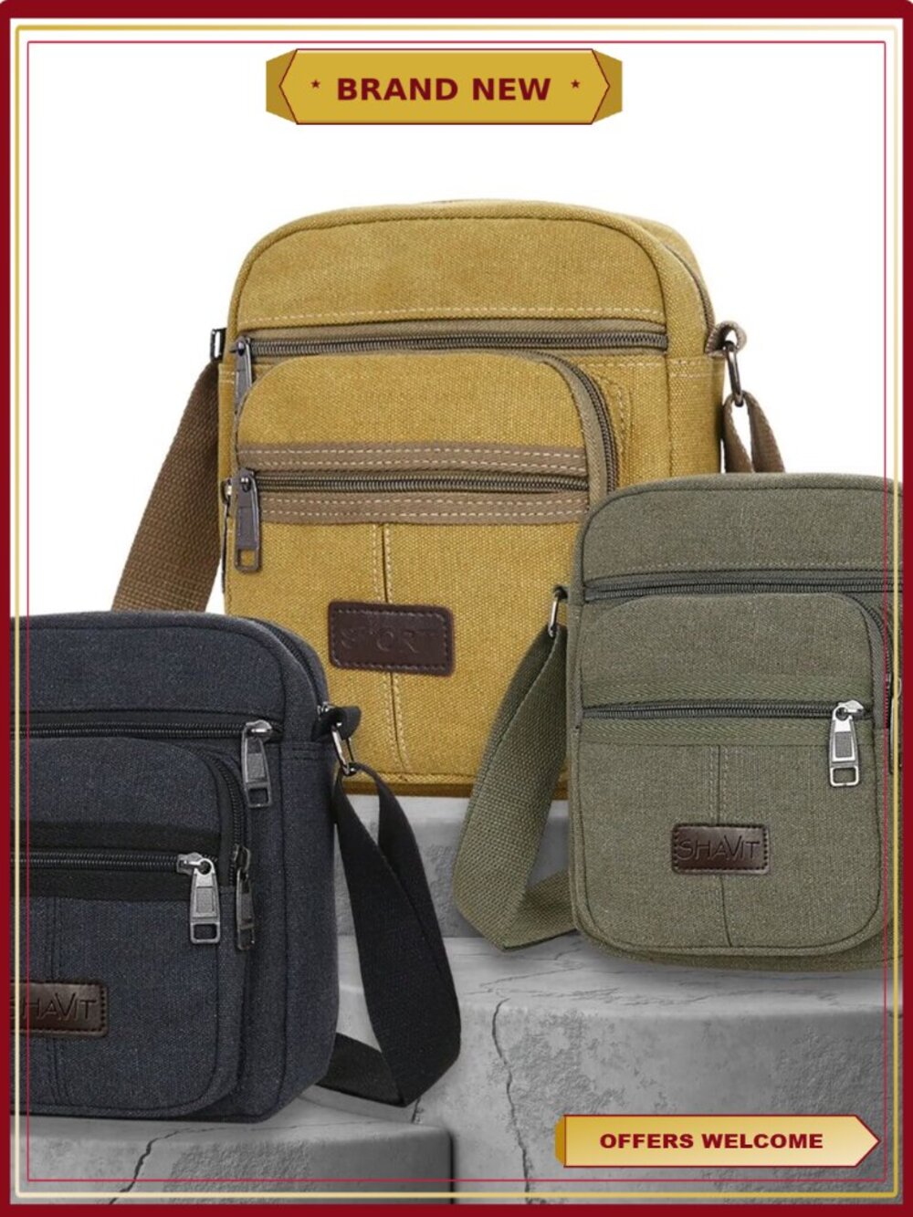 Canvas Messenger Bag Crossbody Satchel Shoulder Bag Retro Vintage